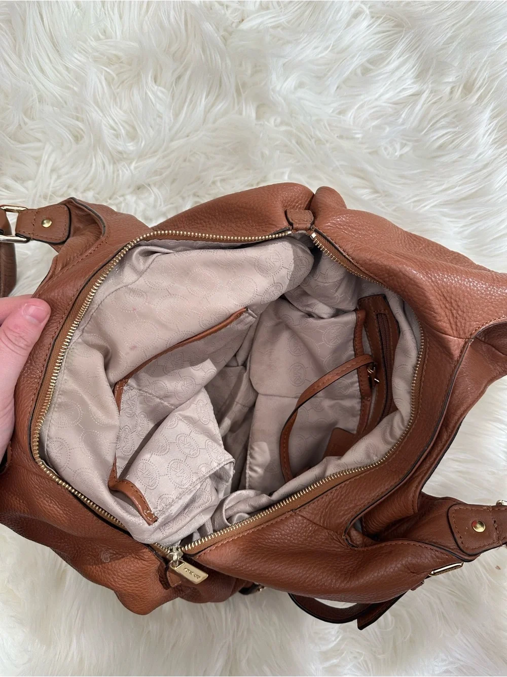Michael Kors Cognac Pebbled Leather Shoulder Bag